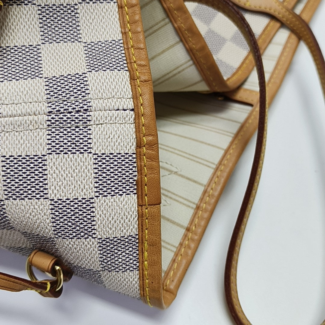 NEVERFULL MM Damier Azur Coated Canvas White