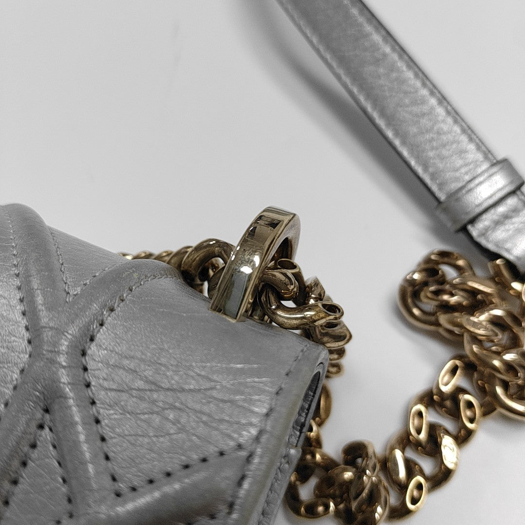 Diorama Medium Cannage Calfskin Silver