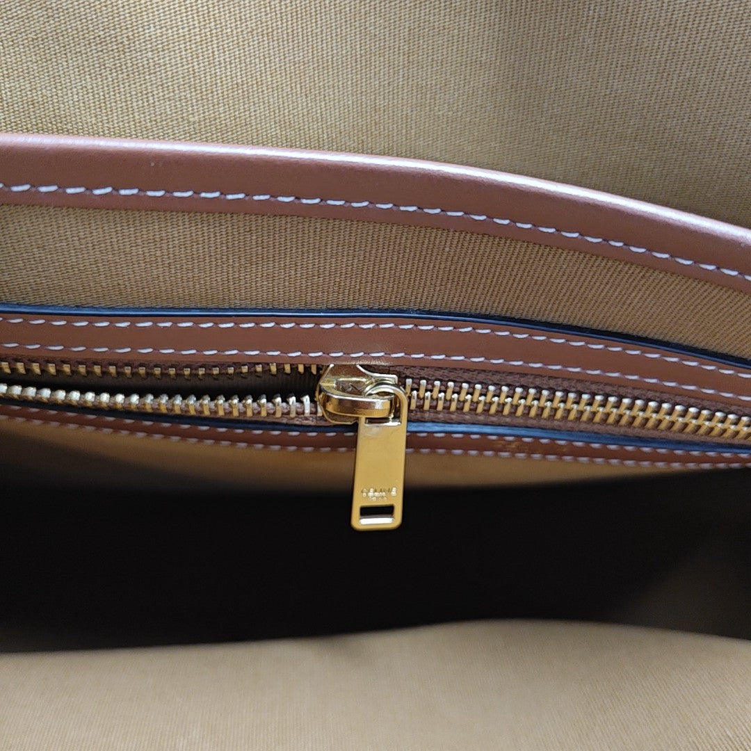 Coated Canvas Tote Bag Brown