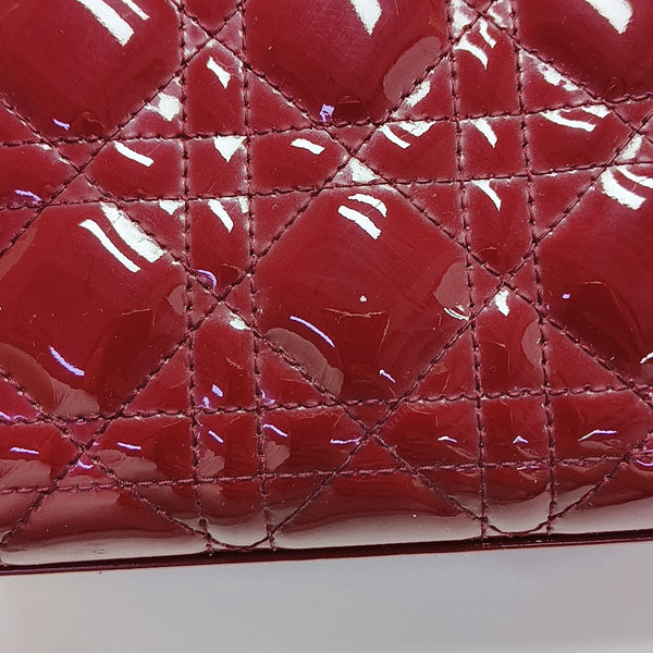 Lady Dior Mini Cannage Patent Calfskin Red
