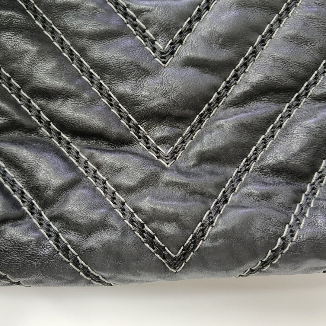 Quilted Calfskin Shoulder Bag Black