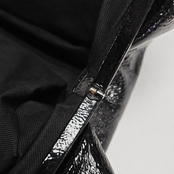 Quilted Patent Leather Shoulder Bag Black