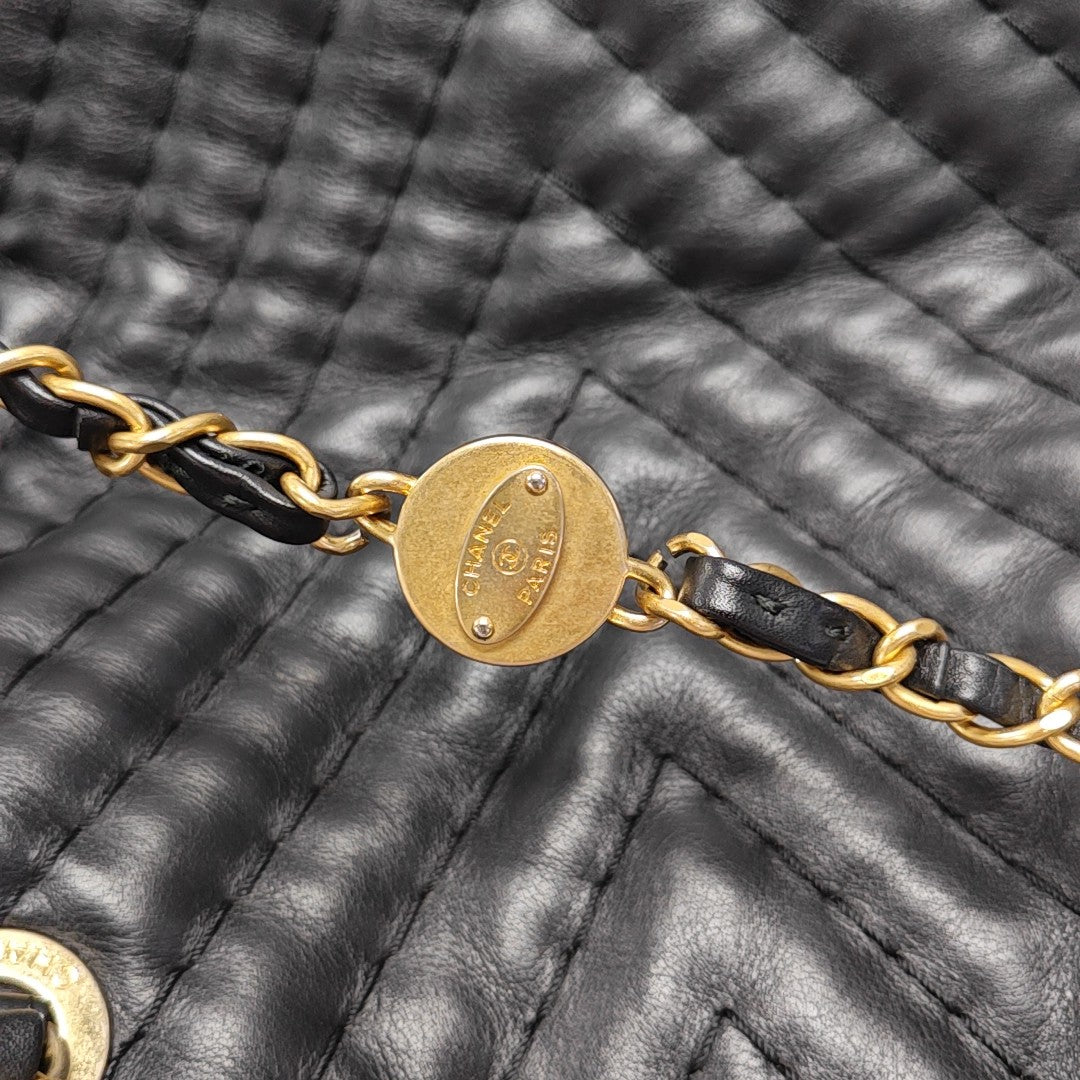 Chevron Calfskin Black