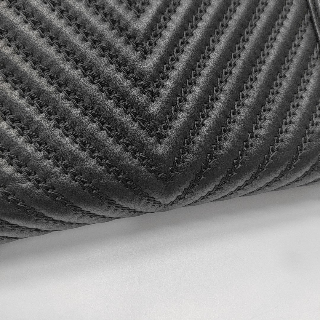 BOY CHANEL Mini Chevron Calfskin Black