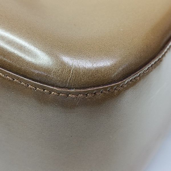 Patent Leather Top Handle Bag Brown
