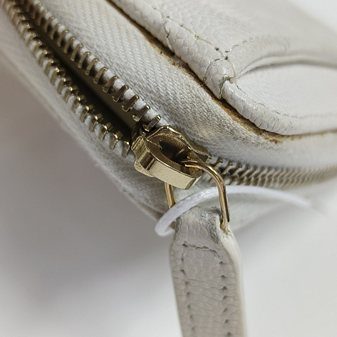 Quilted Grained Calfskin Card Holder White