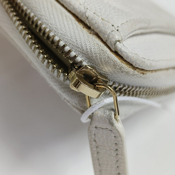 Quilted Grained Calfskin Card Holder White
