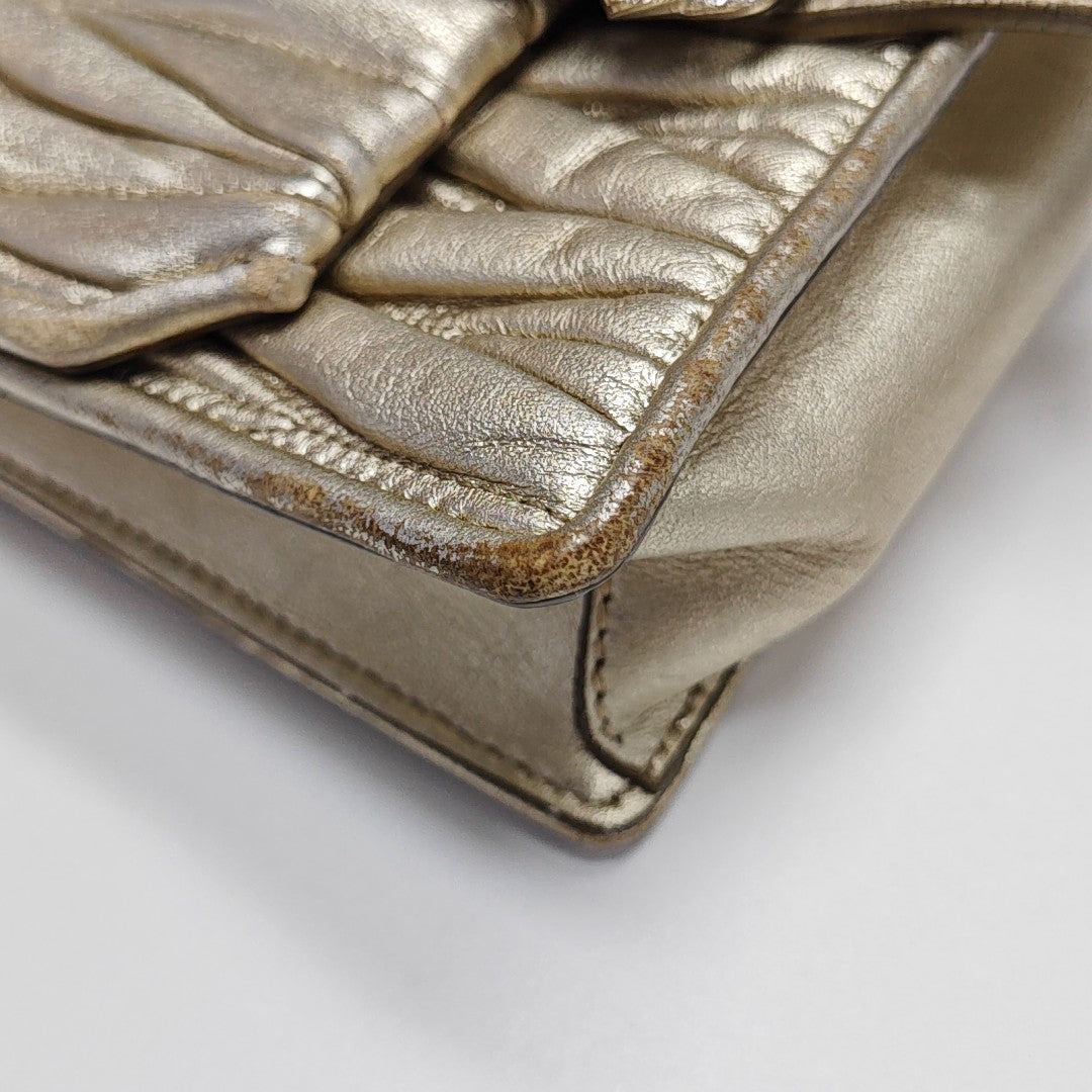 Miu Lady Quilted Lambskin Gold