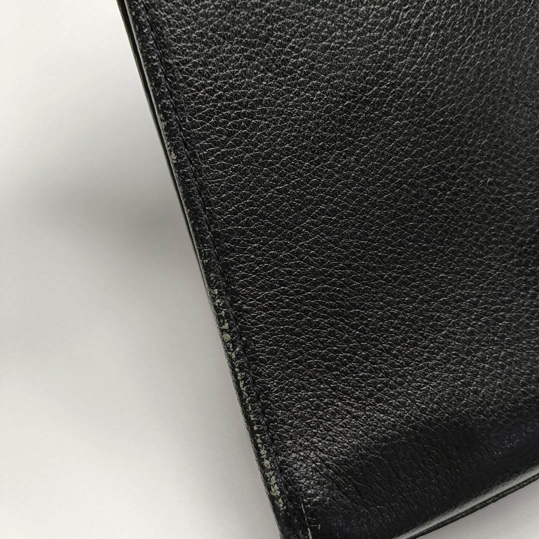 Leather Top Handle Bag Black