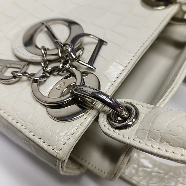 Lady Dior Mini Crocodile White