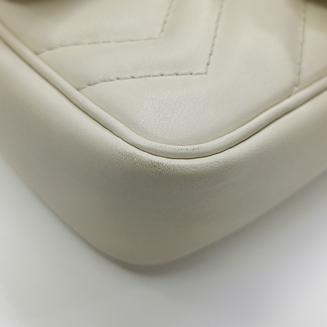 GG Marmont Mini Quilted Calfskin White
