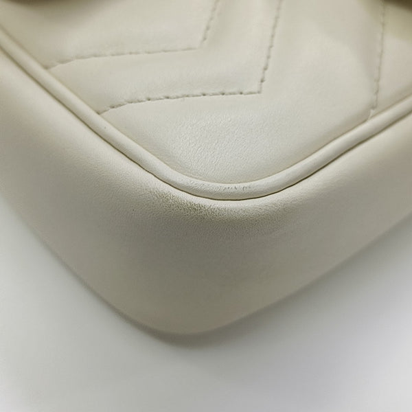 GG Marmont Mini Quilted Calfskin White
