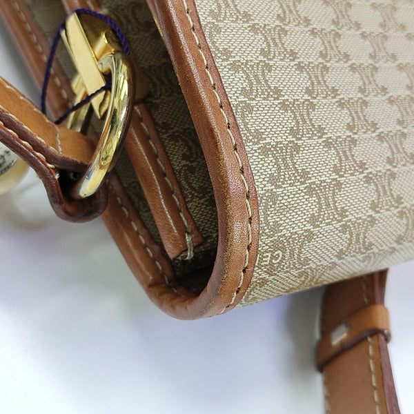 Coated Canvas Shoulder Bag Beige