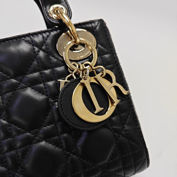 Lady Dior Mini Cannage Lambskin Black