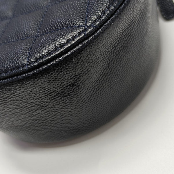 ROUND Quilted Grained Calfskin Blue