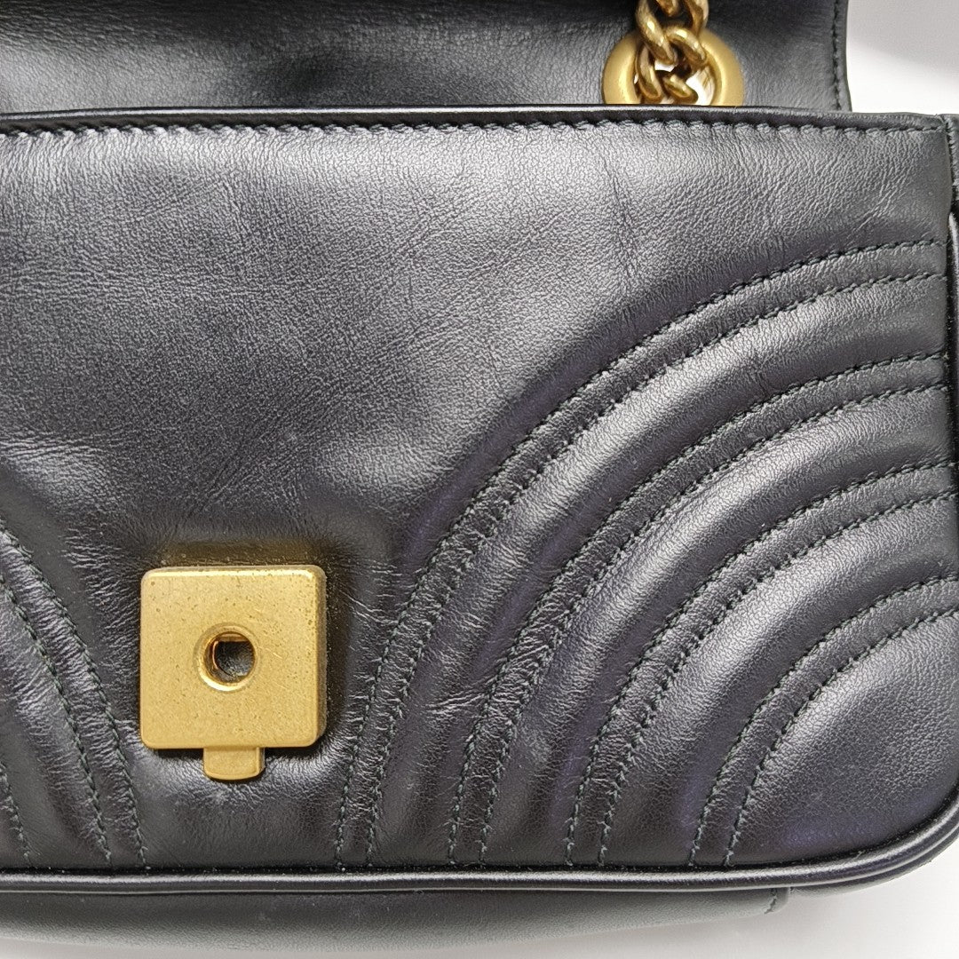 GG Marmont Small Quilted Calfskin Black