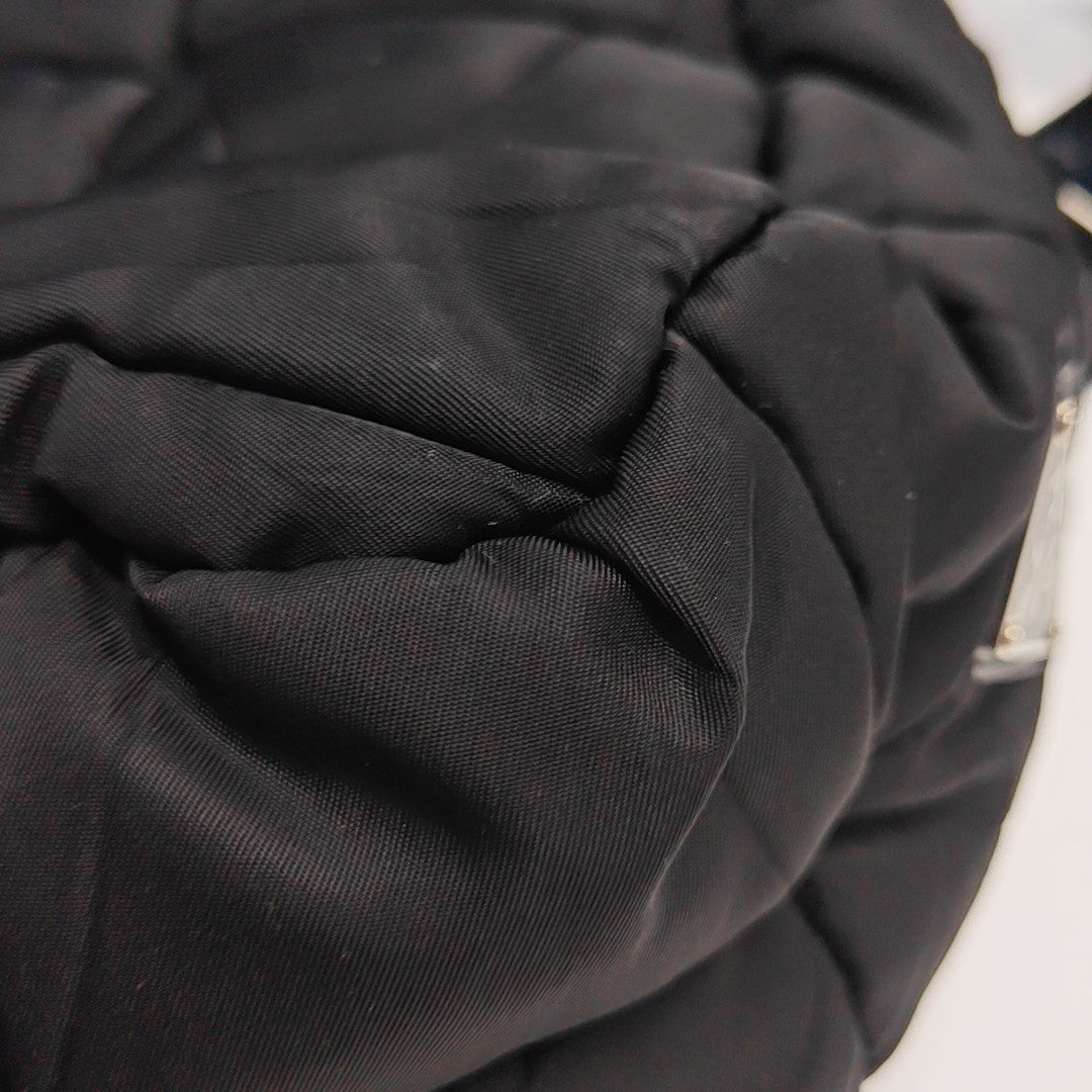 Quilted Nylon Shoulder Bag Black