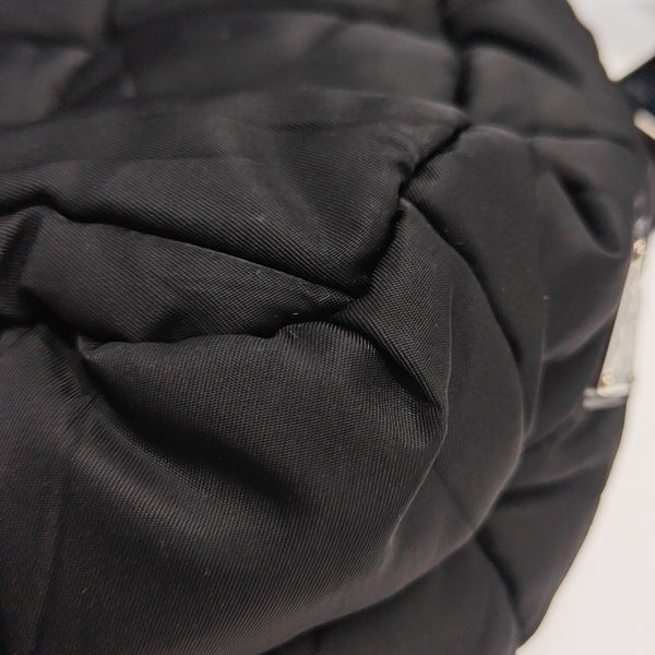 Quilted Nylon Shoulder Bag Black