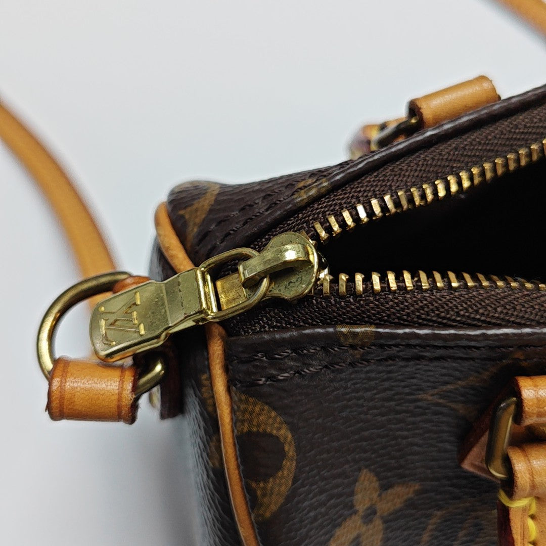 SPEEDY Nano Monogram Coated Canvas Brown