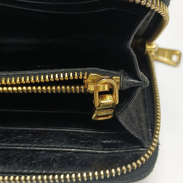 Zipper Wallet Quilted Lambskin Black Wallet