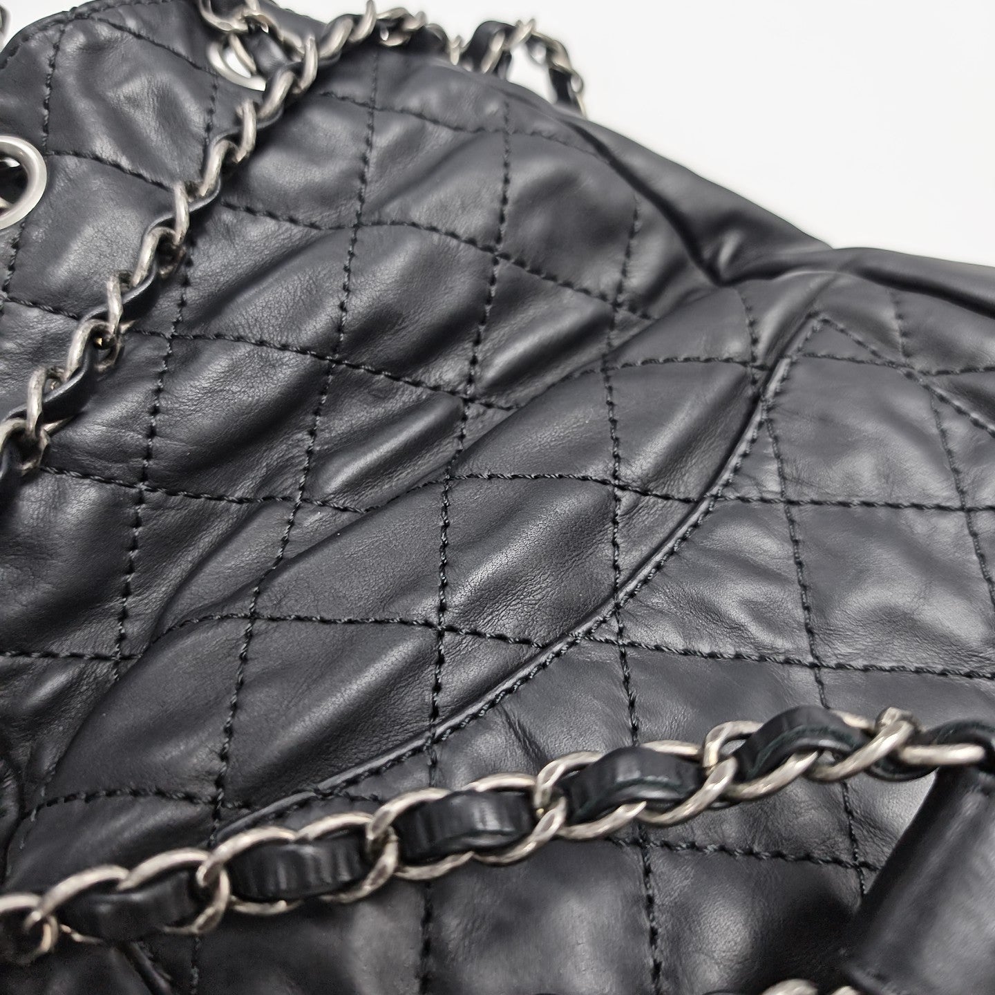 Quilted Calfskin Backpack Black