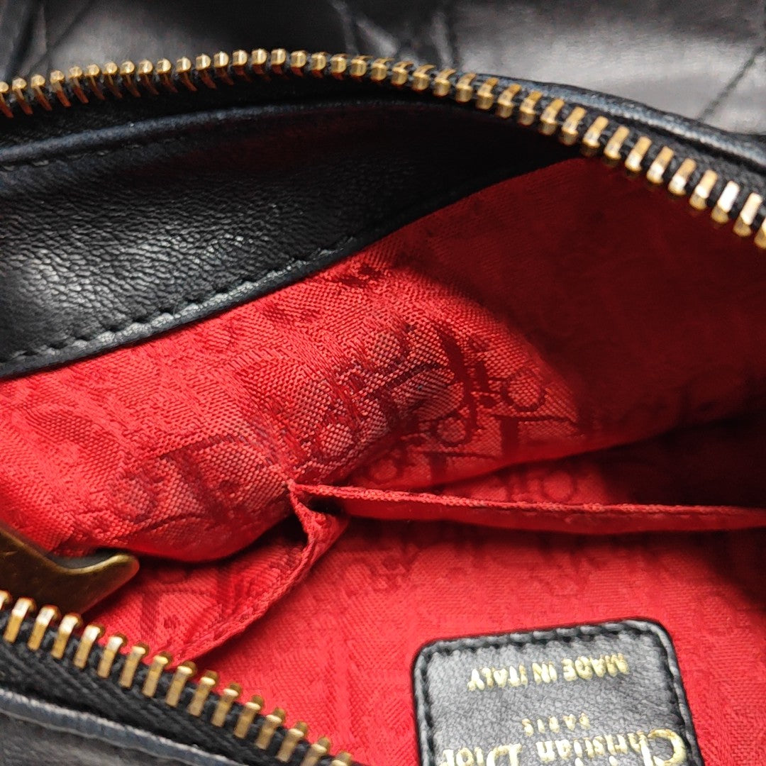 Cannage Lambskin Shoulder Bag Black
