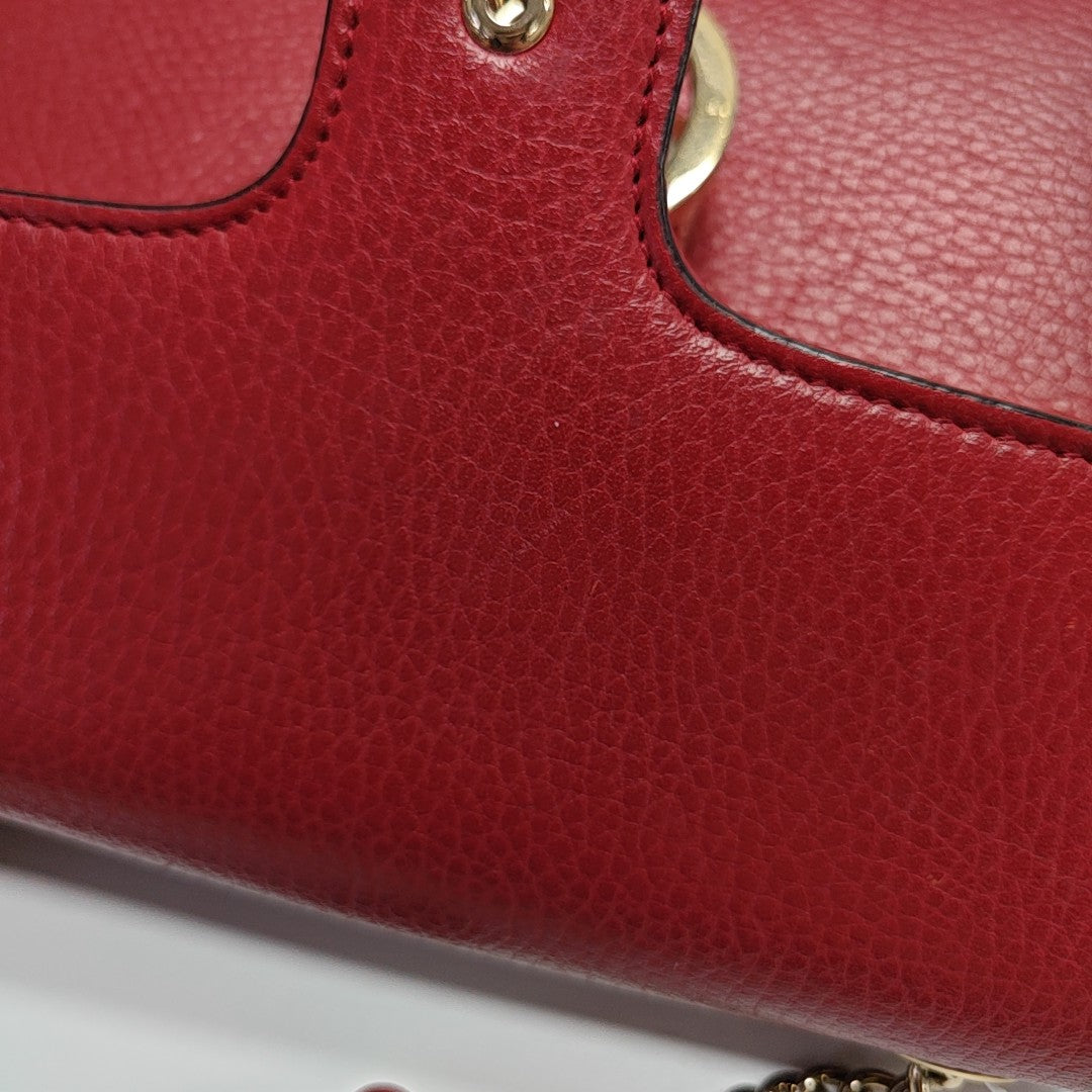 Interlocking G Small Calfskin Red