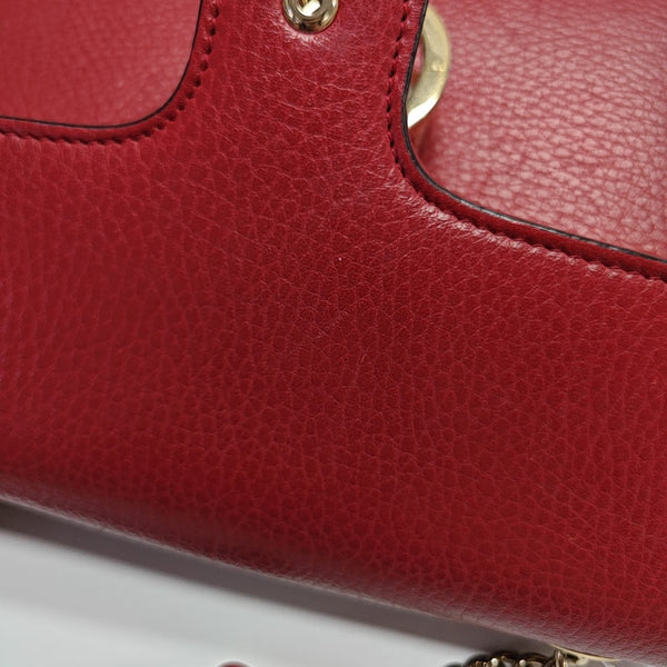 Interlocking G Small Calfskin Red
