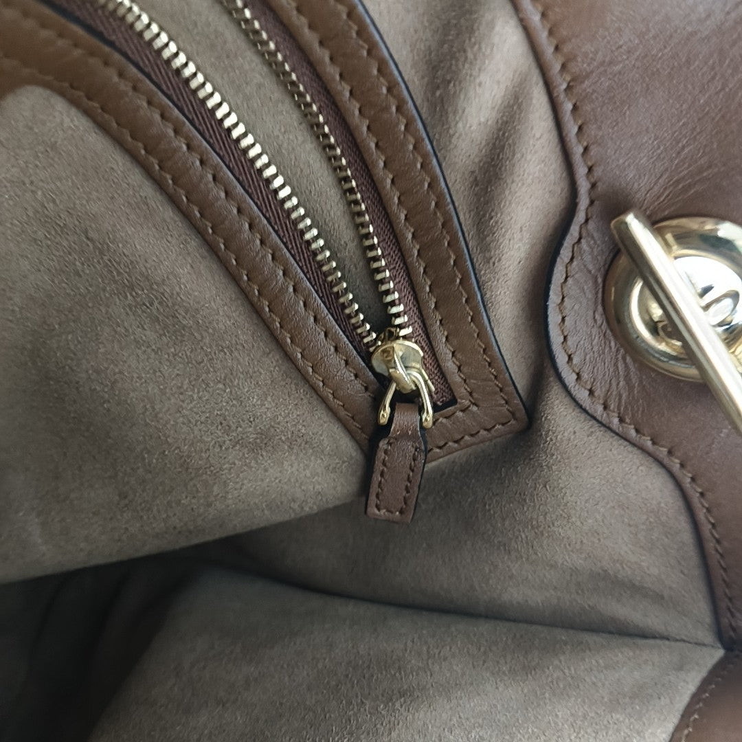 Padlock Medium Monogram Coated Canvas Beige