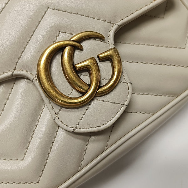 GG Marmont Mini Quilted Calfskin White
