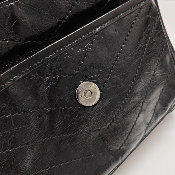 NIKI Medium Chevron Calfskin Black