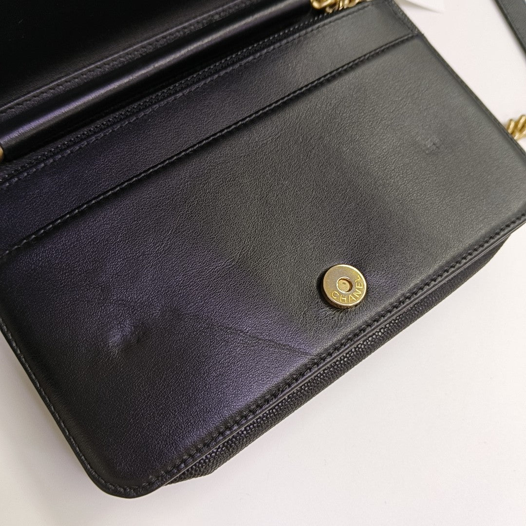BOY CHANEL Mini Quilted Grained Calfskin Black