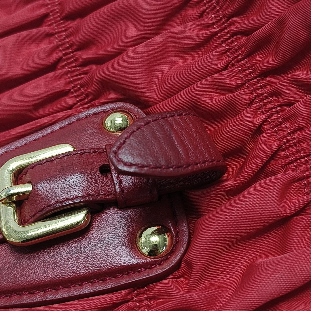 Quilted Nylon Tote Bag Red