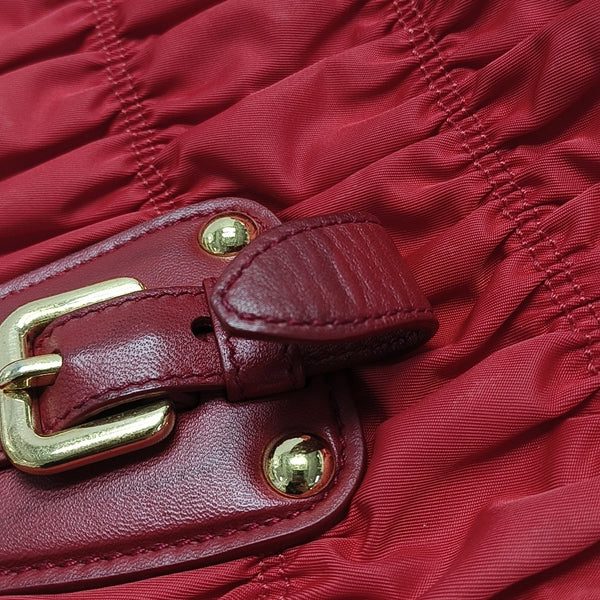 Quilted Nylon Tote Bag Red