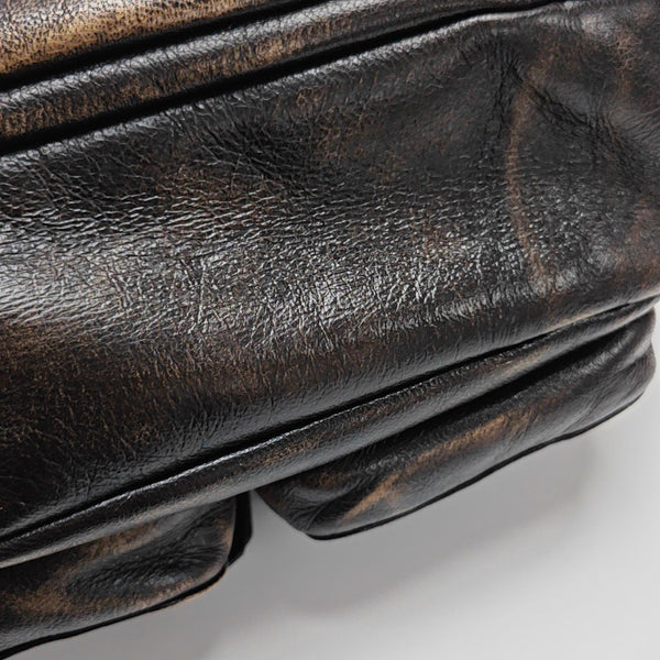 Lambskin Top Handle Bag Brown