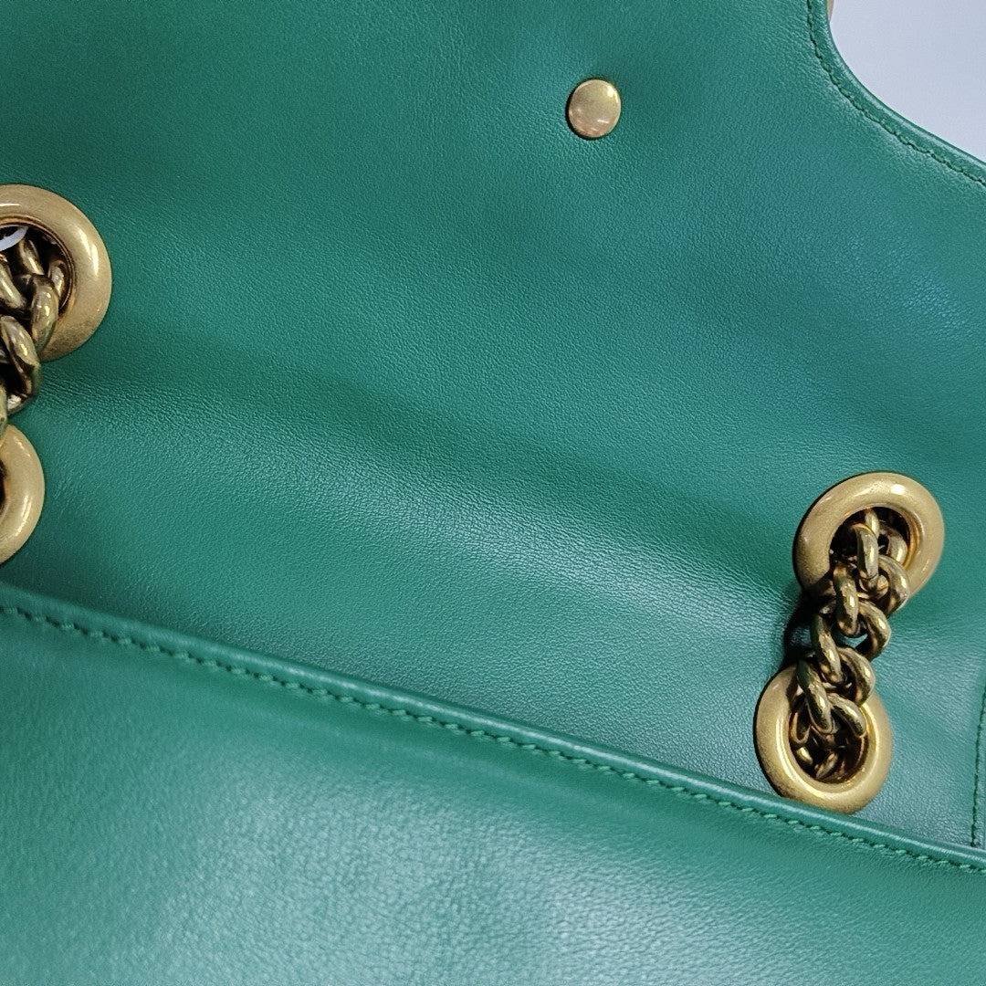 GG Marmont Small Quilted Calfskin Green