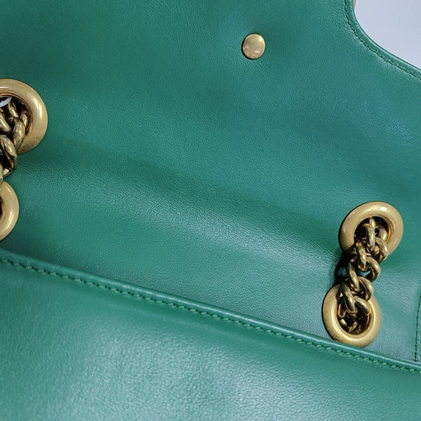GG Marmont Small Quilted Calfskin Green