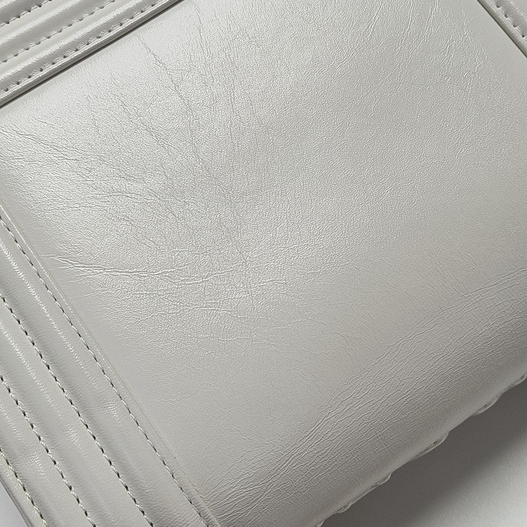 BOY CHANEL Mini Quilted Calfskin White