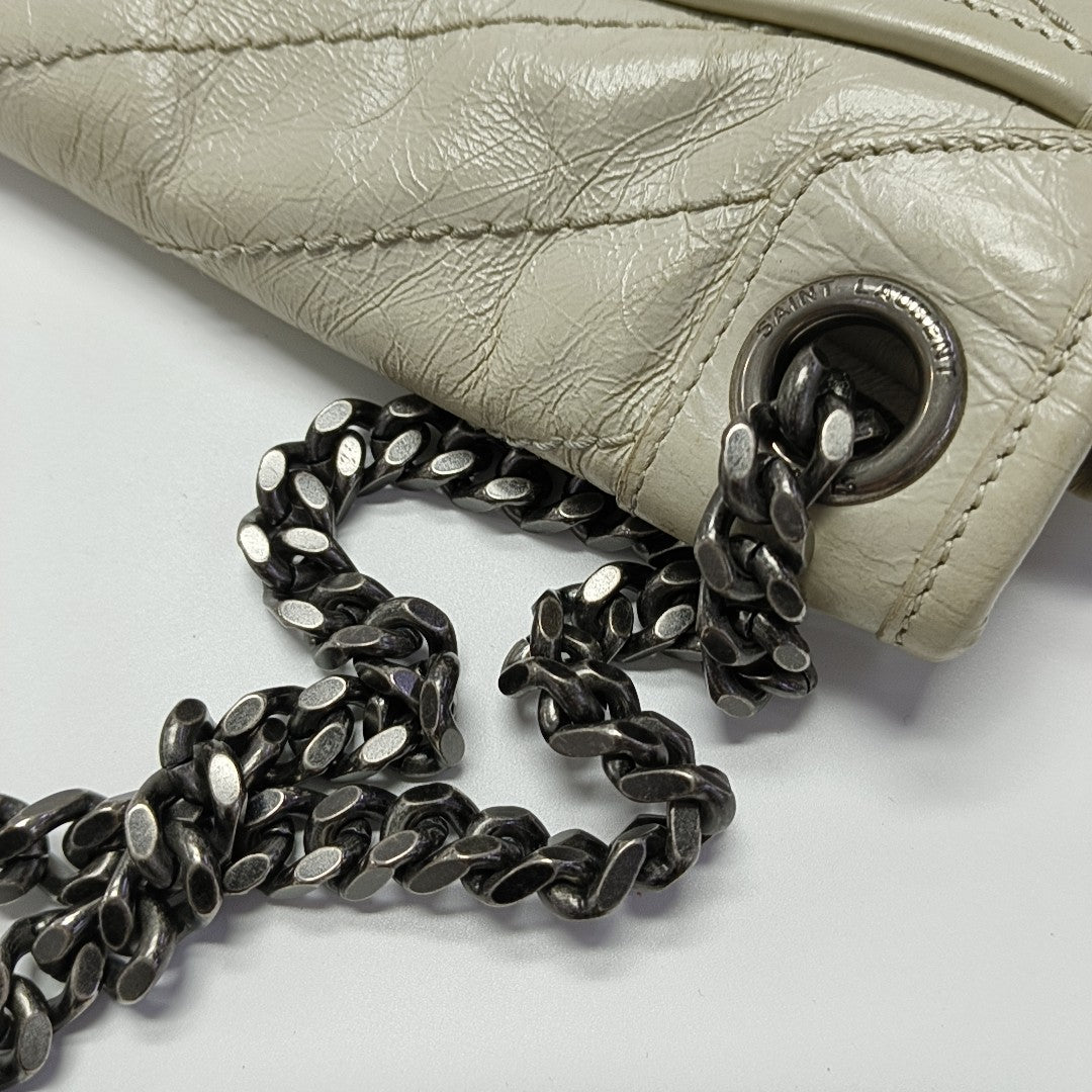 NIKI Medium Chevron Calfskin Beige