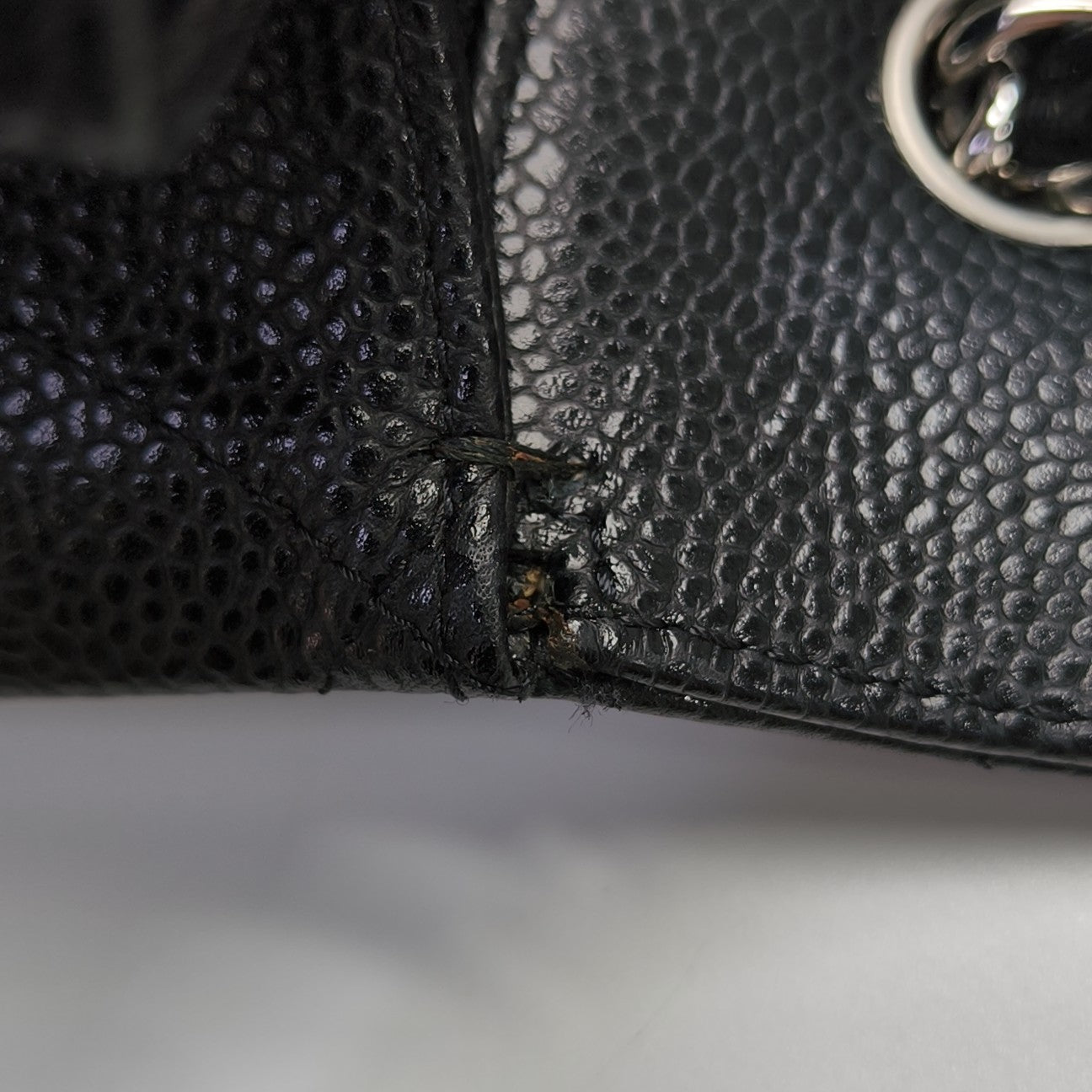 Quilted Grained Calfskin Shoulder Bag Large Black