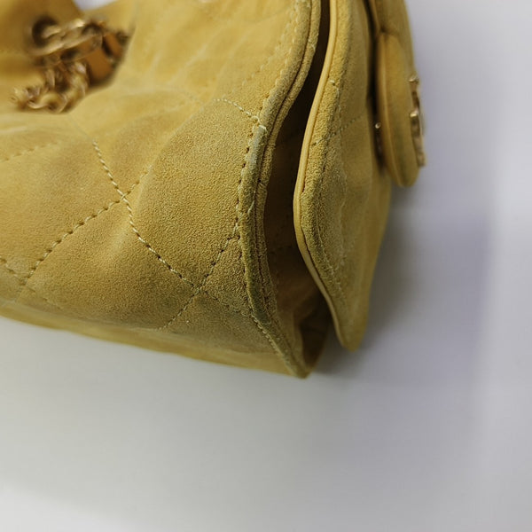 CHANEL 25 Quilted Suede Yellow