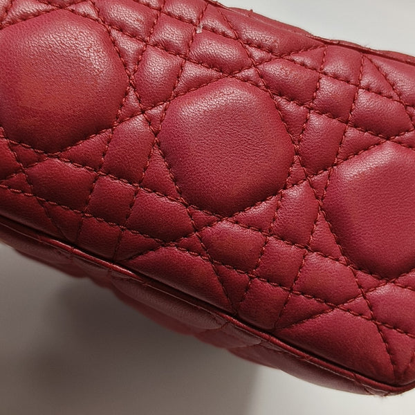 Lady Dior Small Cannage Lambskin Red