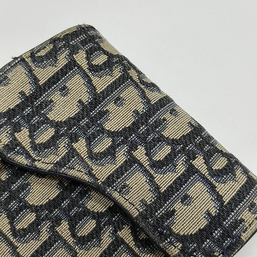 Saddle Mini Oblique Canvas Blue Wallet