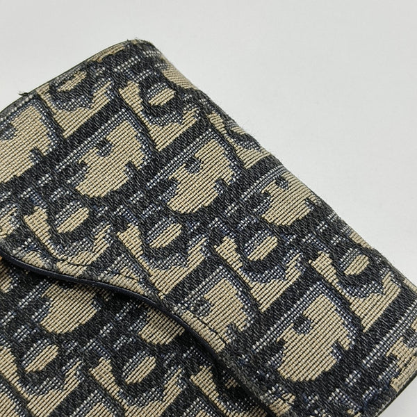 Saddle Mini Oblique Canvas Blue Wallet