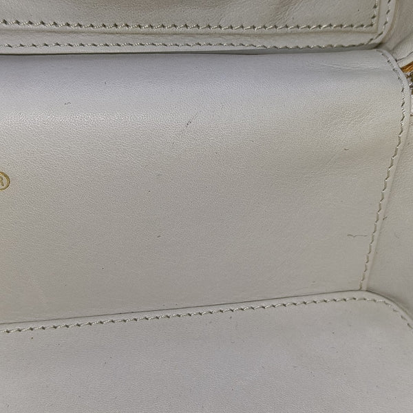 Quilted Fabric Top Handle Bag Beige