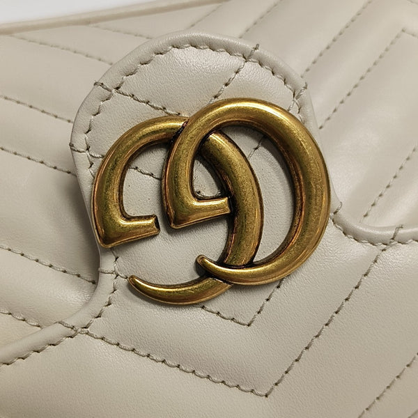 GG Marmont Mini Quilted Calfskin White