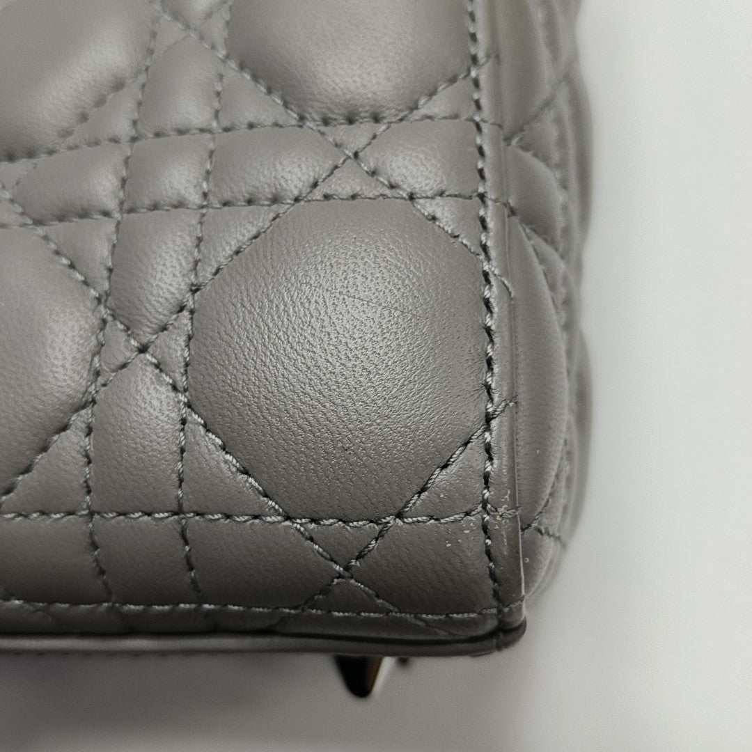 Lady Dior Small Cannage Lambskin Gray