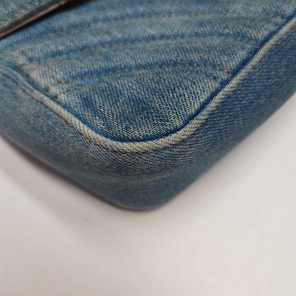 GG Marmont Medium Quilted Denim Blue
