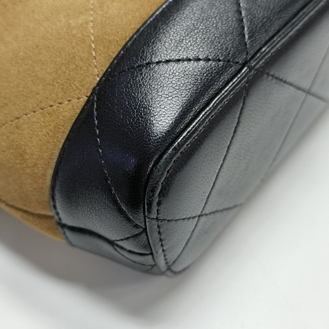 Quilted Suede Shoulder Bag Brown