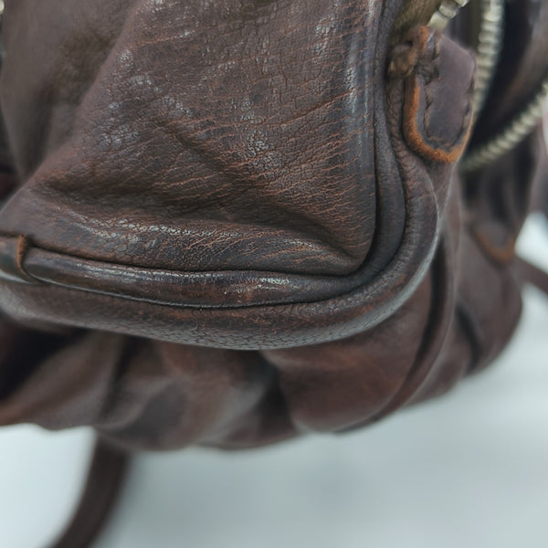 Calfskin Top Handle Bag Brown